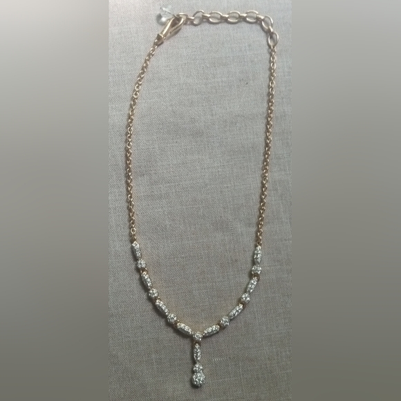 Swarovski Swan Emma Y Drop Gold Plated Crystal Necklace, Dangle  Earrings Vtg - Picture 2 of 12